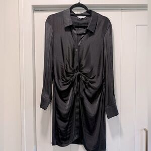 Steve Madden Satin Long Sleeve Button Up Dress